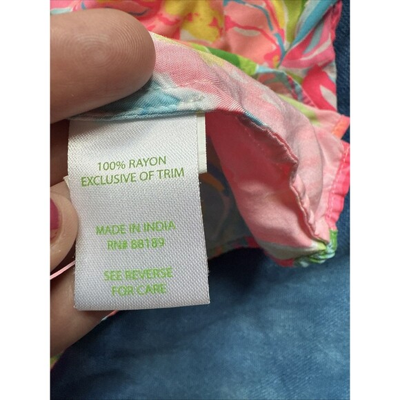 Lily Pulitzer Arya Elephant Floral Tank Top Medium Pink Blue Green - Picture 3 of 5